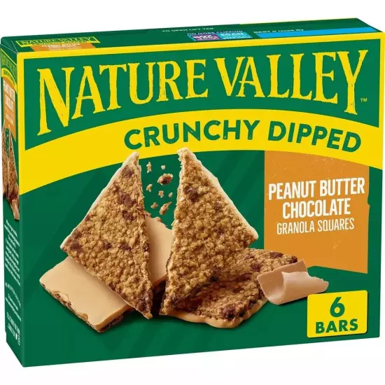 Nature Valley Crunchy Dipped Granola Squares Peanut Butter Chocolate 6 ct