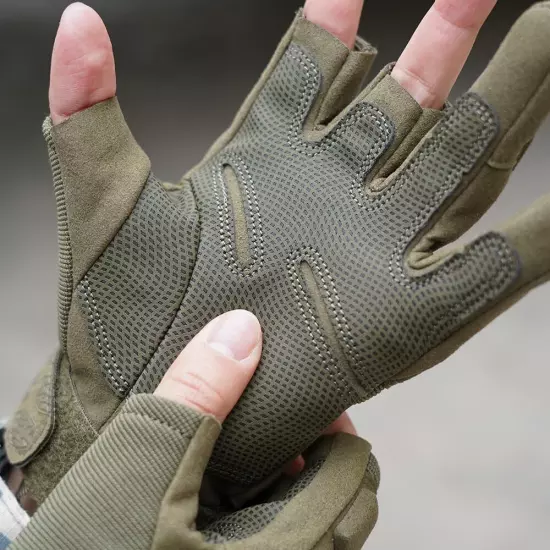 Men's Tactical Fingerless Gloves Military Combat Shooting Half Finger Gloves