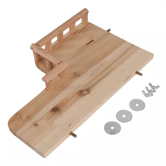 Bird Wood Perch Platform, Wooden Parrot Cage Stand Shelf Rectangle Hamster Sm...