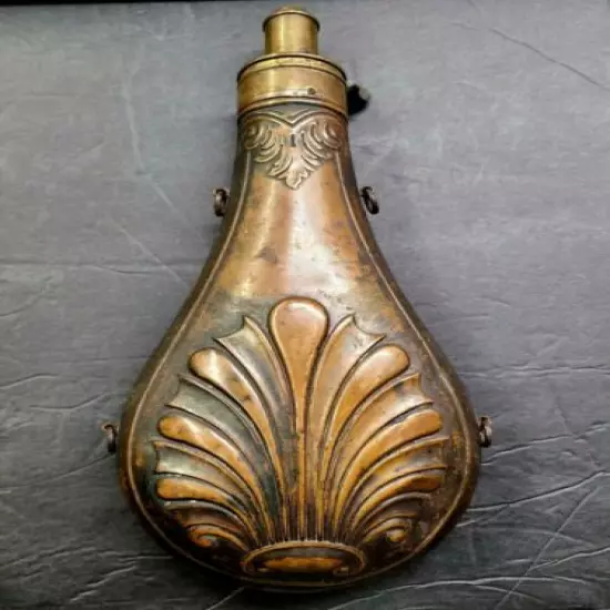 Vintage Large Brass 10" Powder Shot Flask in Working Condition! BM160