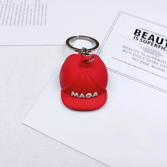 Donald Trump MAGA Hat Keychain Make America Great Again Keyring Silicone-