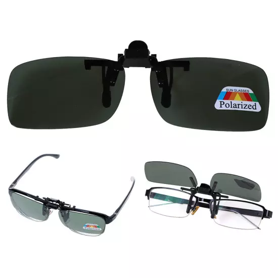 Clip-on Polarized Day Night Vision Flip-up Lens Driving Glasses Sunglasses Y;vm