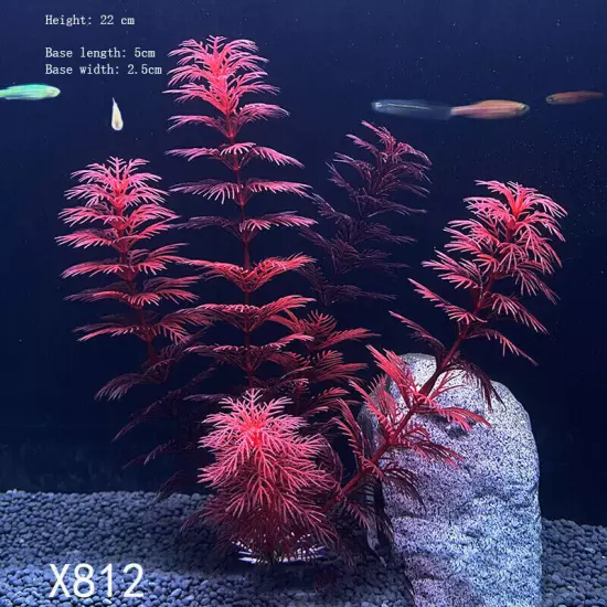 Artificial Fish Tank Plants Aquarium Aquatic Red Grass Flower Ornament Decor ➳