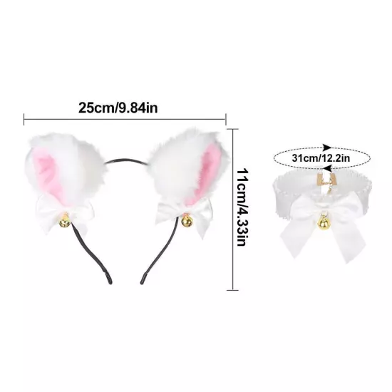 Cat Ear Bow Headband Claw Gloves Cosplay Plush Hairband Women Girl Headwear'