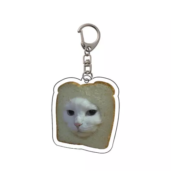 Vintage Cute Fun Toast CATS Acrylic Keychain Pendant N8W0