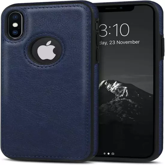 For iPhone X XR Xs Max Shockproof Leather Premium Slim Case Non-Slip Grip Cover