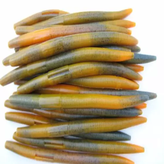 100 pk 5"Senko Style-CRAWDAD ORANGE SWIRL-Soft Plastic Worms-BASS-SCENT-SALT-USA