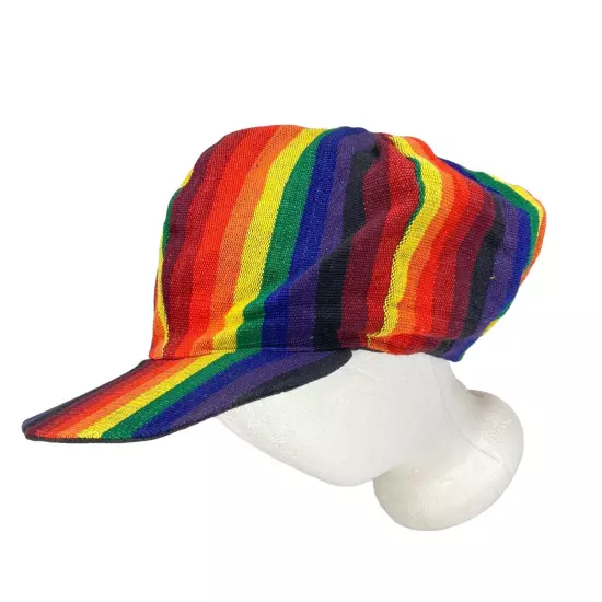 Railroad Baseball Cap RAINBOW Train Conductor Hat USA Men L-XL Stretch VTG Rare!