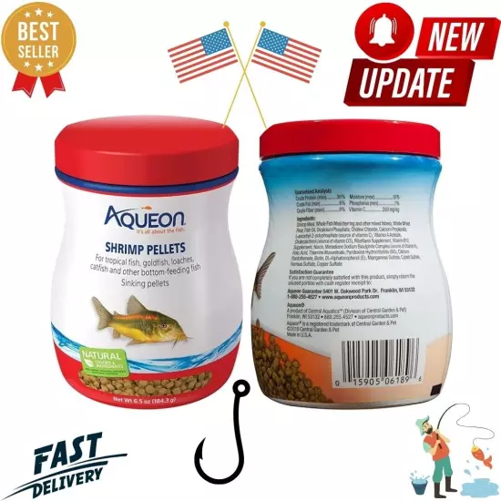 Aqueon Shrimp Pellets Sinking Food for Tropical Fish, Goldfish, Loaches, Catfish