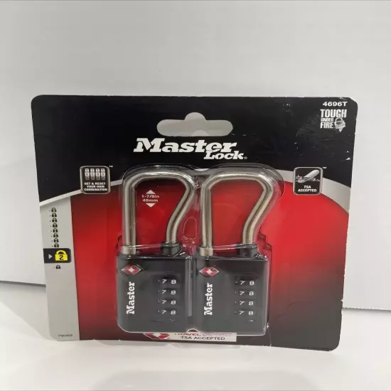 Master Lock 4696T TSA Approved Luggage Lock - 2 Pack, Black