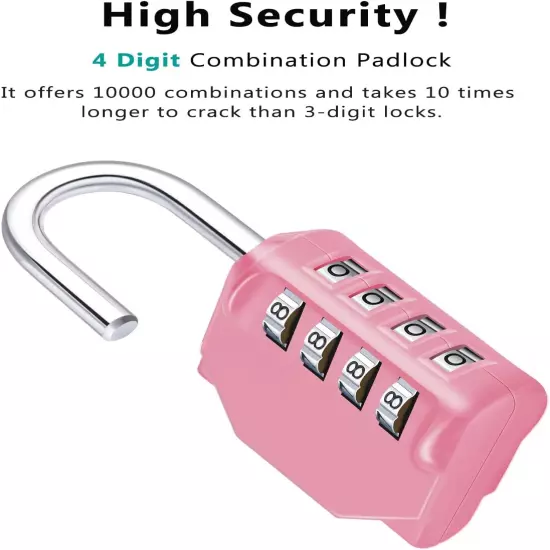 Combination Lock, 4 Digit Combination Padlock Outdoor, School Lock, Gym Lock (Pi