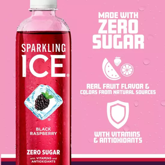 Sparkling Ice, Black Raspberry Zero Sugar Flavored Water With Vitamins