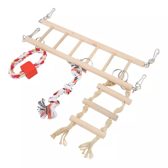 Bird Suspension Bridge Wooden Molar Claws Grinding Bird Swing Ladder Toy For