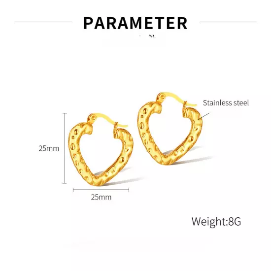 Fashionable Luxury Stainless Steel Love Gold Plated Color Earrings for Women