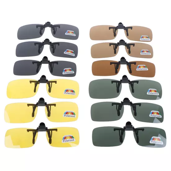 Clip-on Polarized Day Night Vision Flip-up Lens Driving Glasses Sunglasses Y;vm