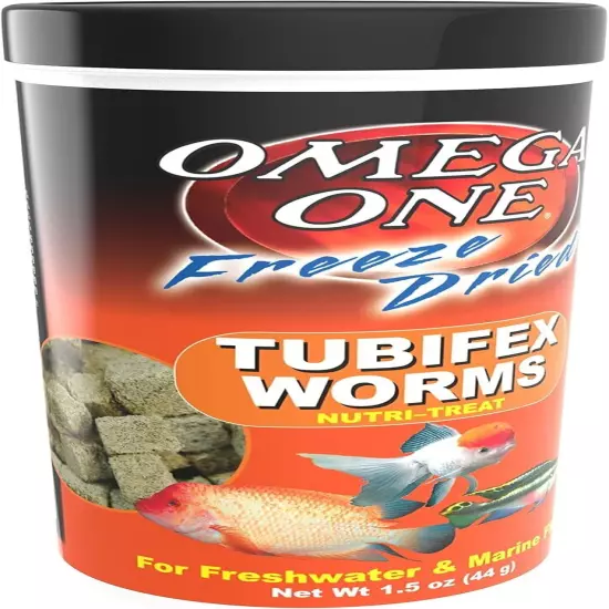 Omega One Freeze Dried Tubifex Worms, 1.5 oz