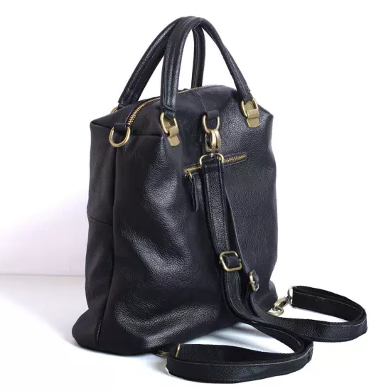 New Designer Cowhide Leather Backpack Women's Black Leather Handbags Travel Bag