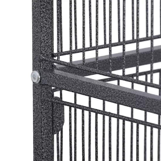 52" Large Space Parrot Bird Cage Metal Frame with Casters and Removable Sand Tra