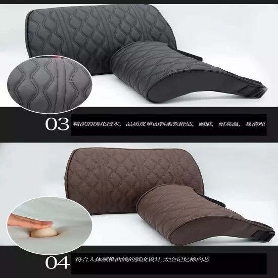 Car Neck Pillow PU Leather Lumbar Waist Support Seat Backrest Headrest Cushion