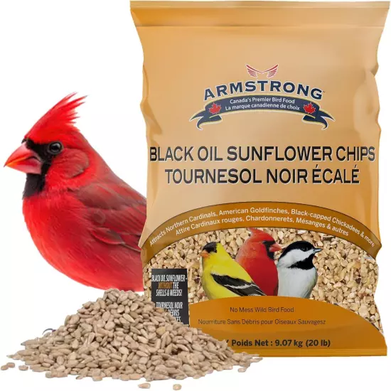 Armstrong Wild Bird Food Black Oil Sunflower Chips, 20 Pounds - for Northern Car