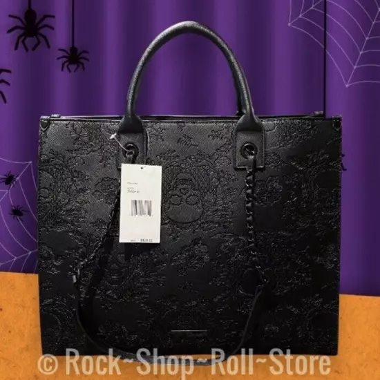 Betsey Johnson Skull Bag Halloween Viral TikTok Large Black Satchel w/Pouch~NWT