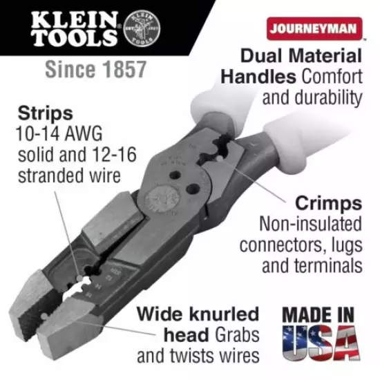 Klein J2158CR Multitool Pliers, Hybrid Multi Purpose Tool / Crimper