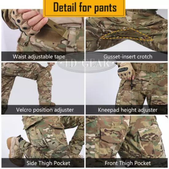 IDOGEAR G3 Combat Uniform Shirt & Pants BDU Set w/ Knee pads Clothing Paintball