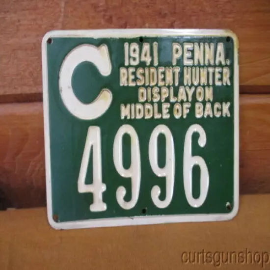 Vintage 1941 Pennsylvania County "C" Hunting License