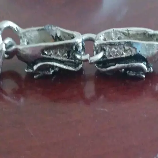 Mens Silver Tone Dueling Dragons Heavy Link Bracelet 8.5" Toggle Gooseneck Clasp