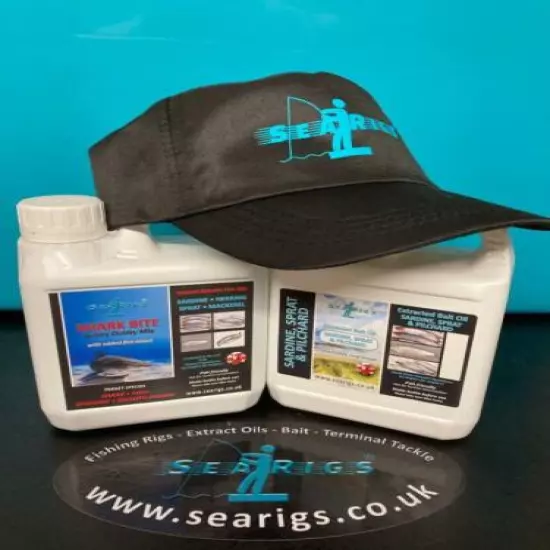 Searigs 100% Pure Fish Oil 2 x 1ltr Bait Attractant For Sea Fishing Free Cap 