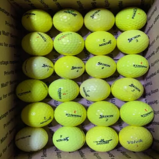 Lot of 48 Used Yellow Hi Vis Golf Balls Assorted Names Lot A2