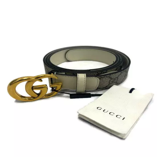 Gucci GG Supreme Canvas Gold Toned Buckle women's Belt 92tlc