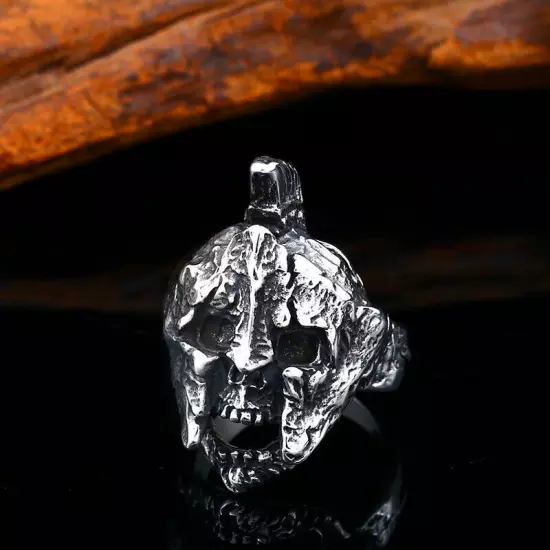 Vintage Spartan Mask Skull Ring Stainless Steel Gothic Helmet Skull Punk Ring