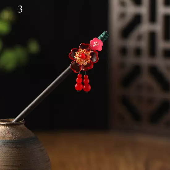 Womens Flower Wooden Chopsticks Hair Hairpin Hair Stick Chinese Style Retro❥