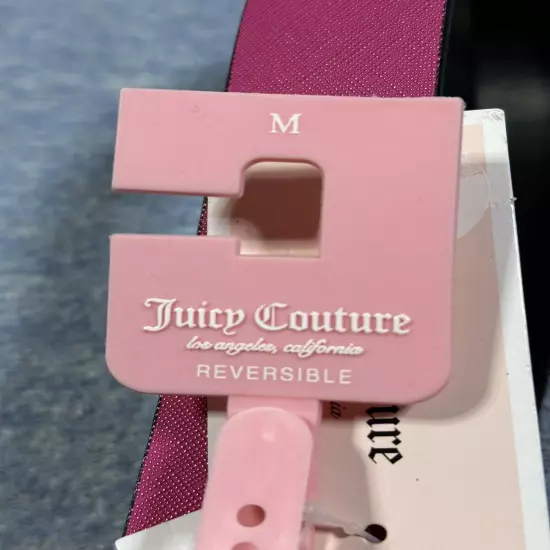 Juicy Couture Reversible Belt Womens Medium Black Pink Gold Hardware NEW NWT