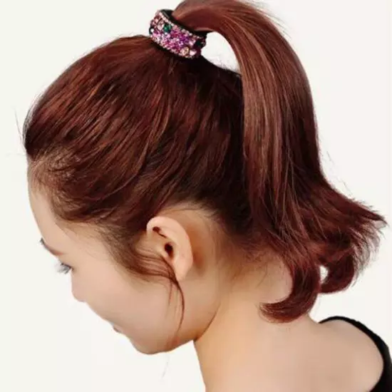 Women Rhinestone Ponytail Tail Hair Bun Holder Claw Clip Shiny Crystal Hairpin