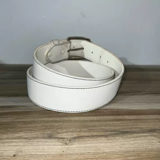 Kno The Quality Cowhide Leather Juliana Belt Men’s 40" White Silver Hardware