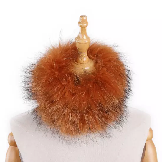 Women's Headband Genuine Raccoon Fur Knitted Neck Warmer Furry Fur Hairband