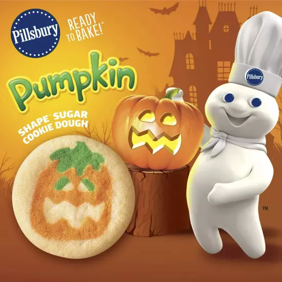 Pillsbury Ready to Bake Pumpkin Shape Sugar Cookie Dough, 9.1 oz