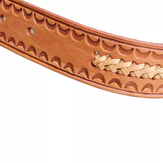 Western Boho Cordovan Brown Belt Leather 31-36" Waist Buckle Removable 1.25"