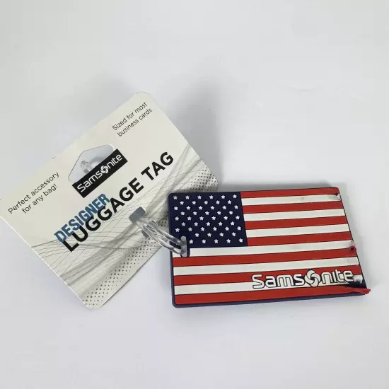 Samsonite Luggage Tag Vintage American Flag NEW- Damage Edge