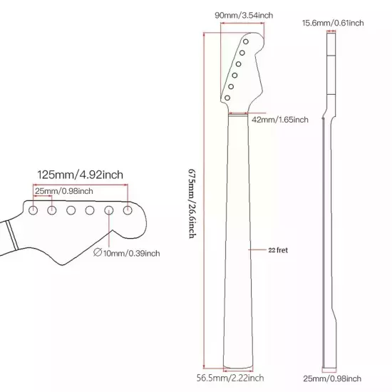 22 Frets Electric Guitar Neck Canada Maple Fretboard for DIY Fender ST Strat
