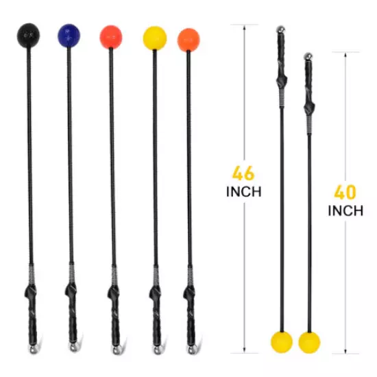 40/46''Golf Swing Trainer Aid Warm-up Stick Tempo Rhythm Flexibility Non Slip