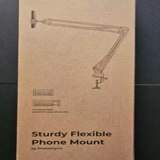 Photomyne Sturdy Flexible Phone Mount for Table, Desk, with Adjustable Clamp