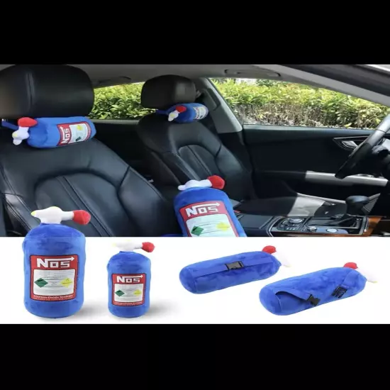 Nos Bottle Nitrogen Cylinder Car Seat Headrest Cushion Plush Toy 17" Neck Pillow