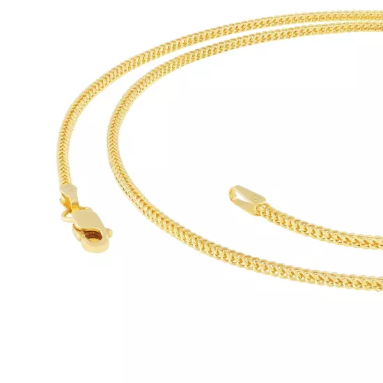 10K Yellow Gold 1.5mm Franco Box Wheat Foxtail Chain Necklace Mens Women 16"-30"