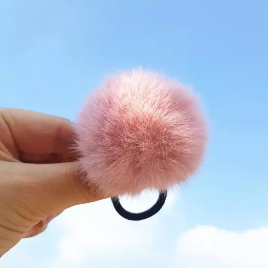 2/1PCS 6/5cm Fluffy Pompom Elastic Hair Ties Bobbles Fur Ball Ponytail Band