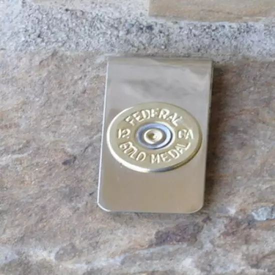  Federal Gold Metal 12 Gauge Shotgun Shell Bullet Money Clip Trap Shooting