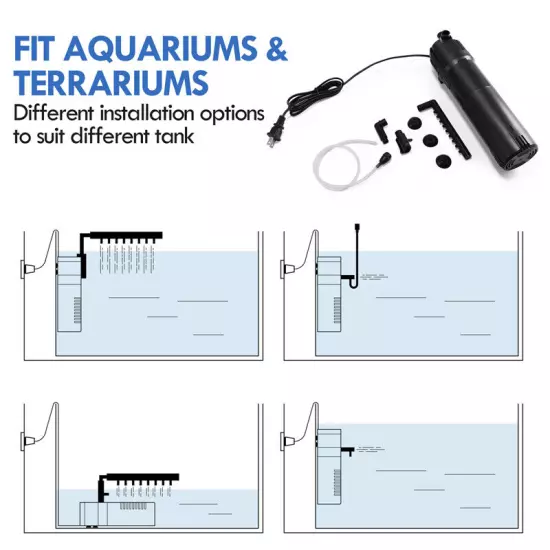 5-in-1 Internal Aquarium Fish Tank UV Sterilizers Filter Submersible Water Pump