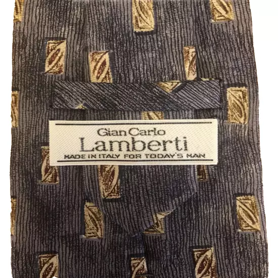 Gian Carlo Lamberti Silk Tie, Italy Blue Geometric Design